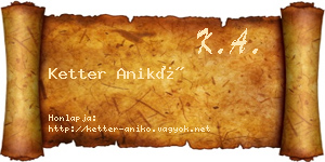 Ketter Anikó névjegykártya